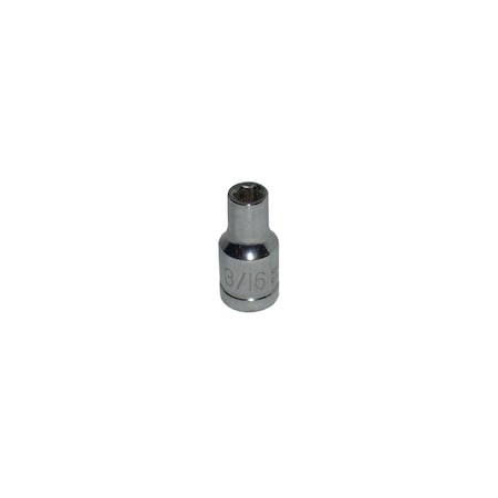 K-Tool International 1/4" Drive, 3/16" SAE Socket, 6 Points, Stnd 6Pt, 1/4"Dr, 3/16 KTI-21106